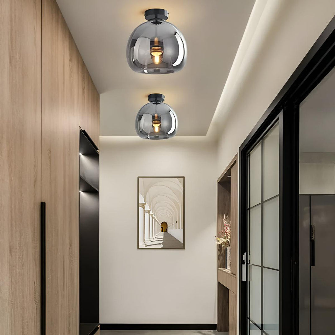 Retro Vintage Glass Globe Flush Mount Ceiling Light Fixture With Contemporary Style