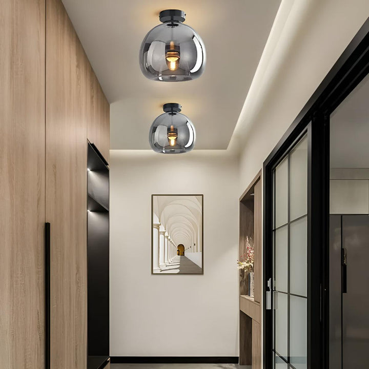 Retro Vintage Glass Globe Flush Mount Ceiling Light Fixture With Contemporary Style