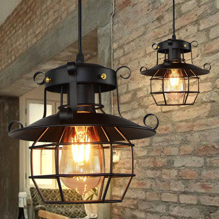 Retro Vintage Pendant With Industrial Cage Style Design
