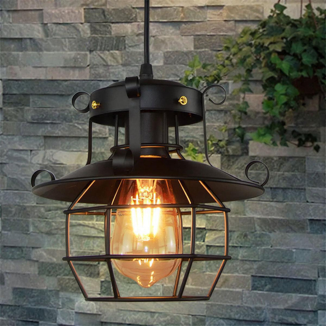 Retro Vintage Pendant With Industrial Cage Style Design
