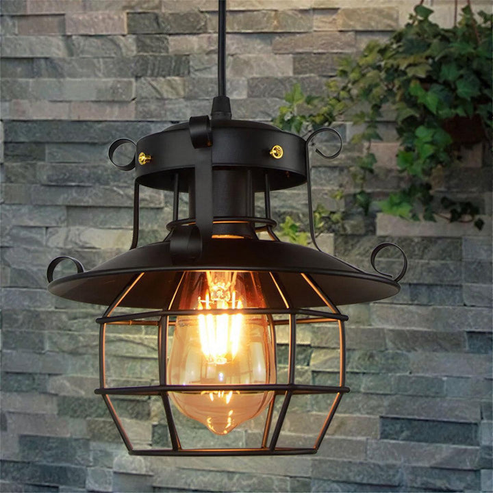 Retro Vintage Pendant With Industrial Cage Style Design