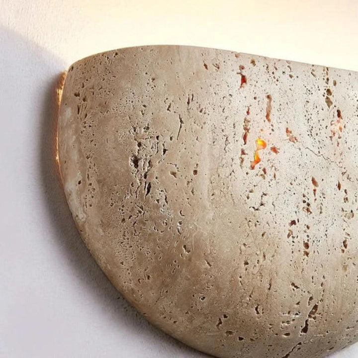 Retro Wabi Sabi Indoor Stone Wall Light With Half Moon Design