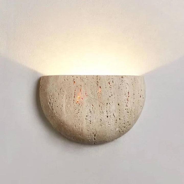 Retro Wabi Sabi Indoor Stone Wall Light With Half Moon Design