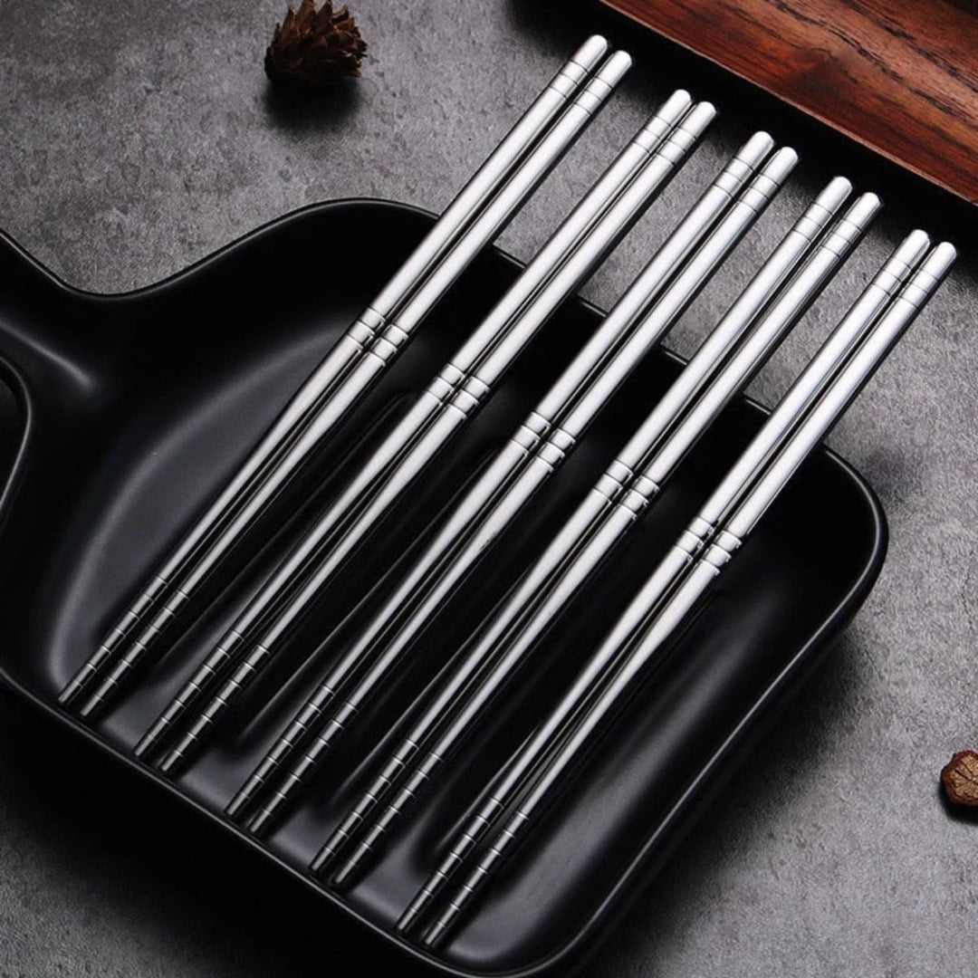 Reusable Stainless Steel Chopsticks Set of 5 Pairs