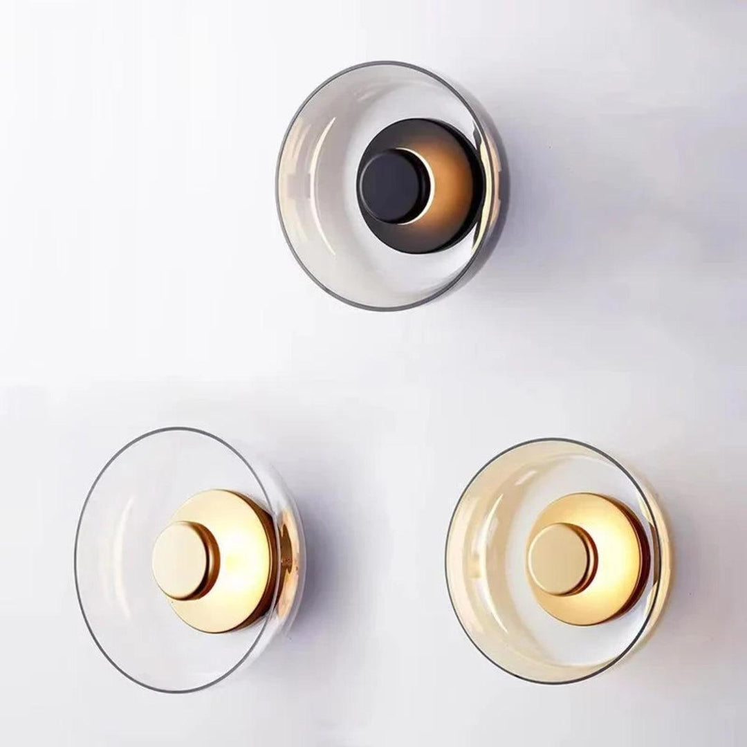 Round Circular Glass Shade Wall Sconce Light For Modern Homes