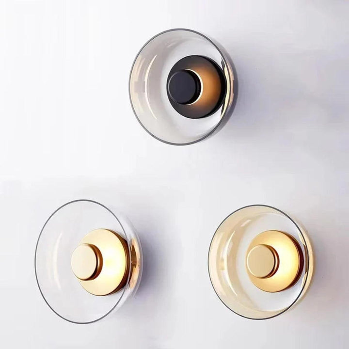 Round Circular Glass Shade Wall Sconce Light For Modern Homes