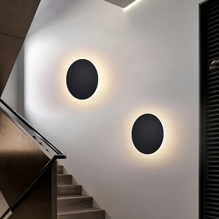 Round Metal Halo Illumination Indoor Wall Light For Modern Ambient