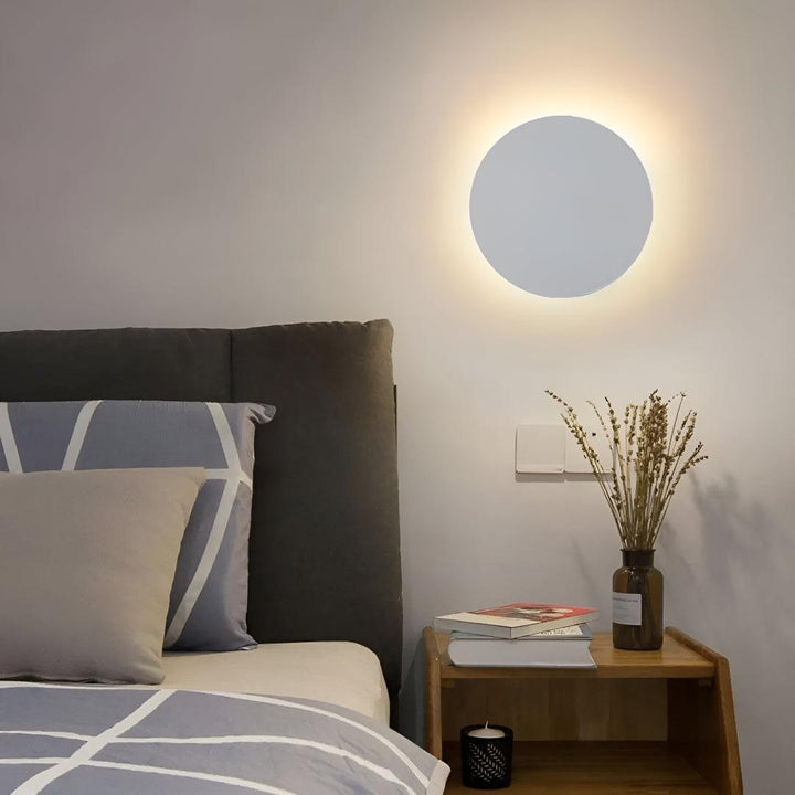 Round Metal Halo Wall Mounted Light With Ambient Glow