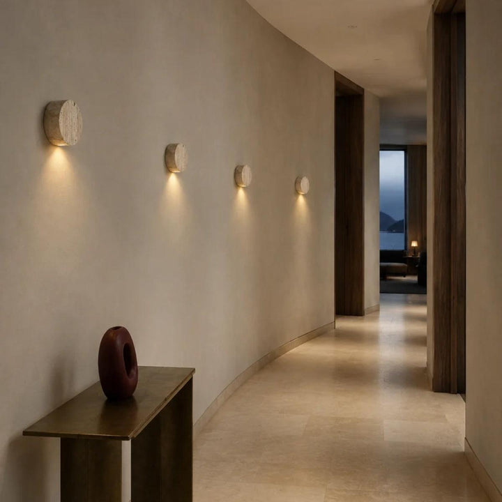 Round Stone Wall Sconce Light For Indoor Lighting