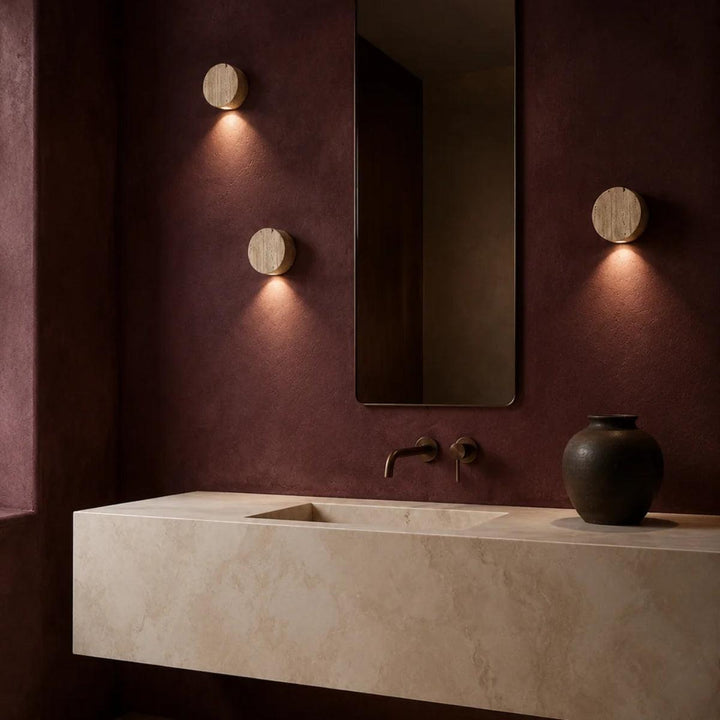 Round Stone Wall Sconce Light For Indoor Lighting