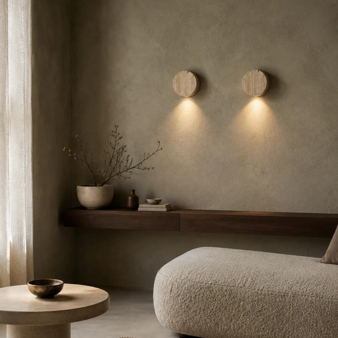 Round Stone Wall Sconce Light For Indoor Lighting