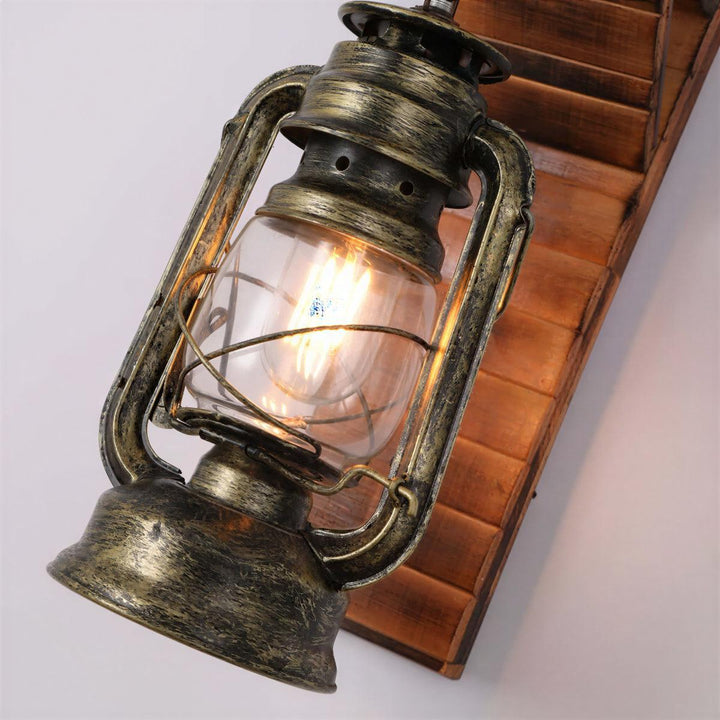 Rustic Indoor Wall Light With Industrial Vintage Lantern Design