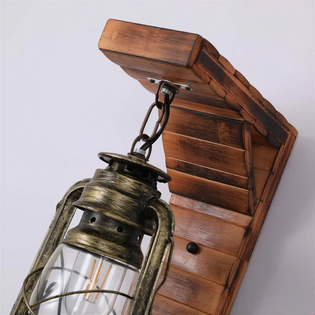 Rustic Indoor Wall Light With Industrial Vintage Lantern Design