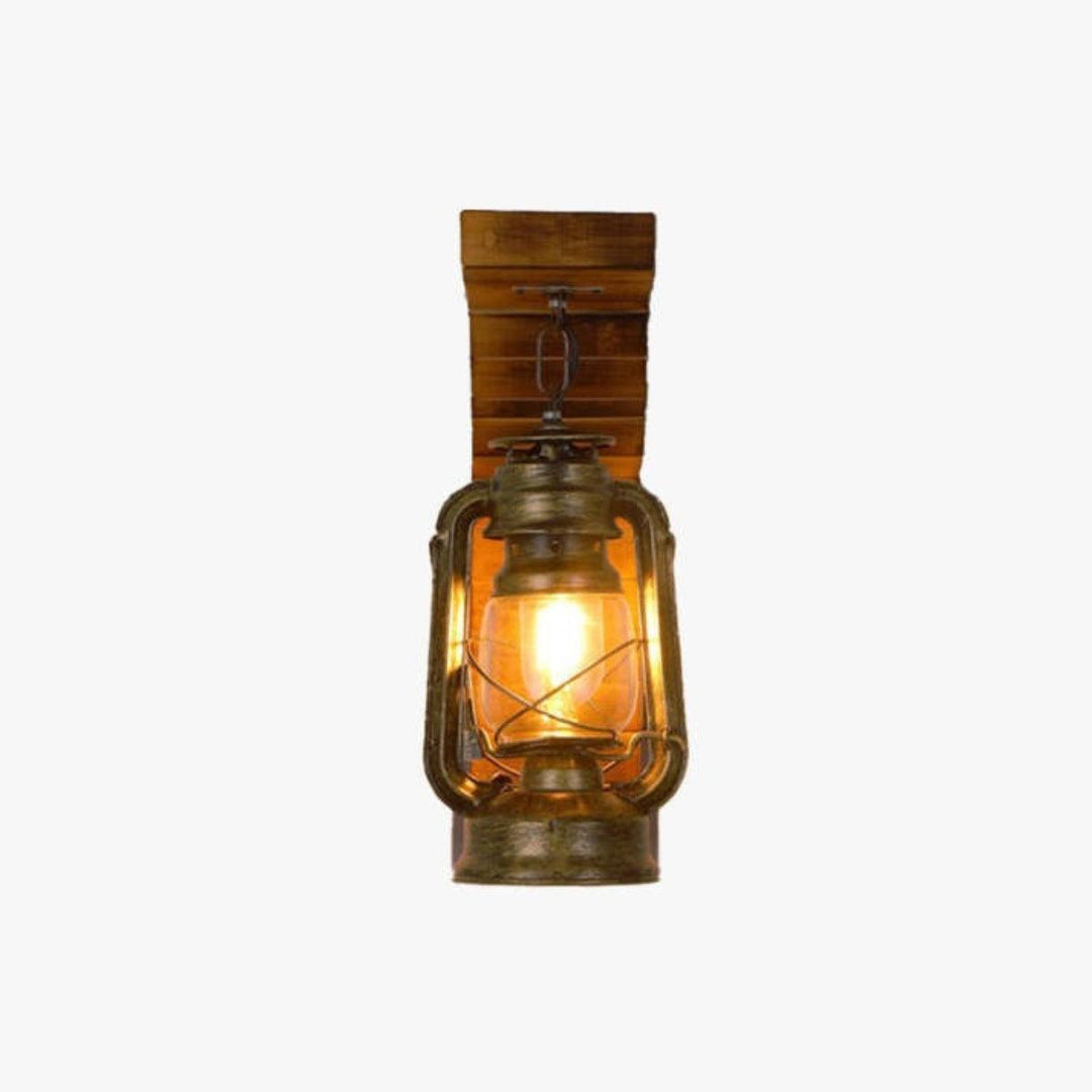 Rustic Indoor Wall Light With Industrial Vintage Lantern Design