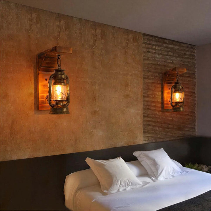 Rustic Indoor Wall Light With Industrial Vintage Lantern Design