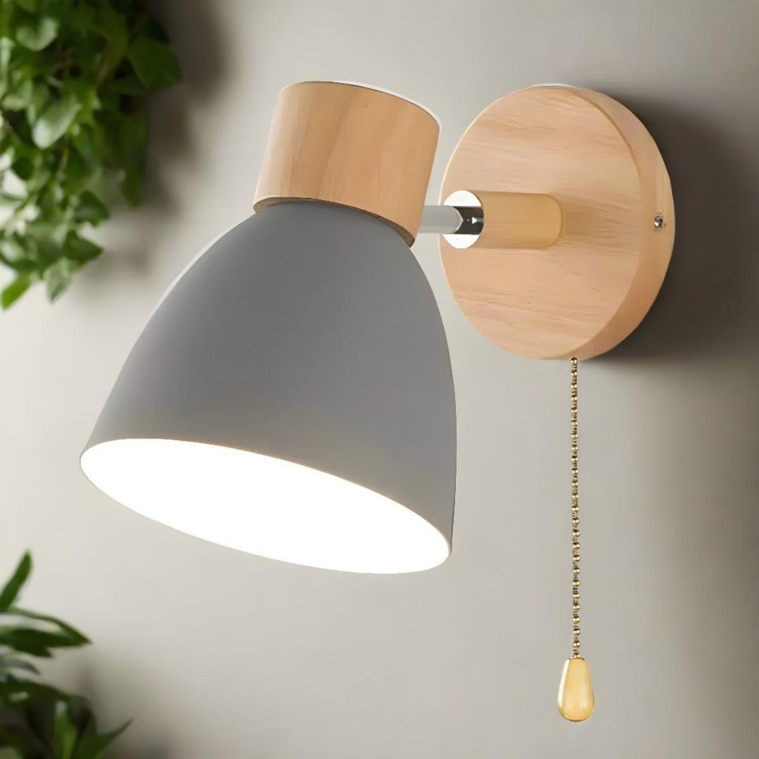 Scandinavian Wall Reading Light With Integrated Pulley Switch