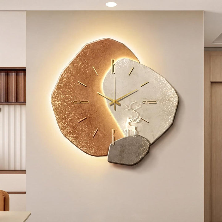 Silent Modern Wall Clock With Minimalist Rock Art Design