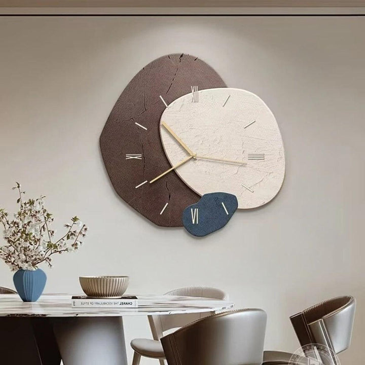 Silent Modern Wall Clock With Minimalist Rock Art Design