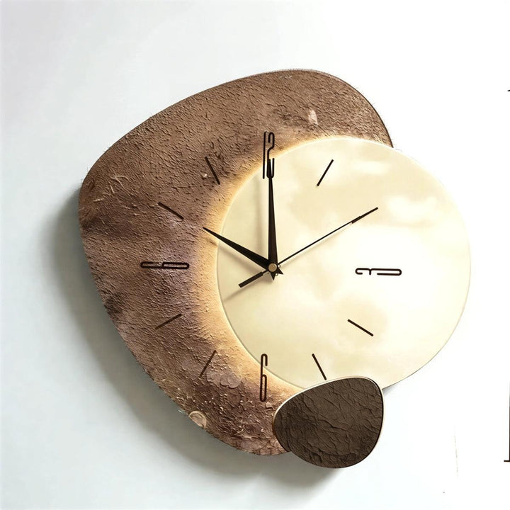 Silent Modern Wall Clock With Minimalist Rock Art Design