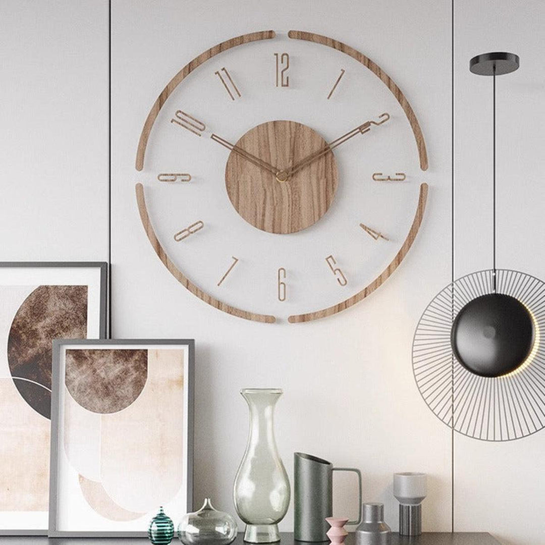 Silent Wooden Minimalist Nordic Wall Clock For Contemporary Interiors