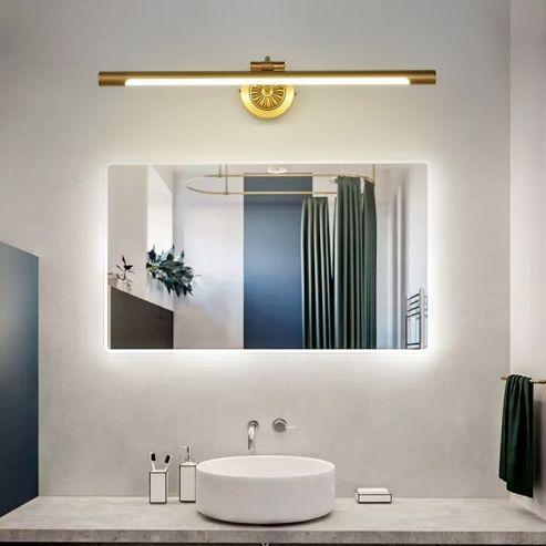 Sleek Gold Linear Vanity Above Mirror Wall Light Fixture