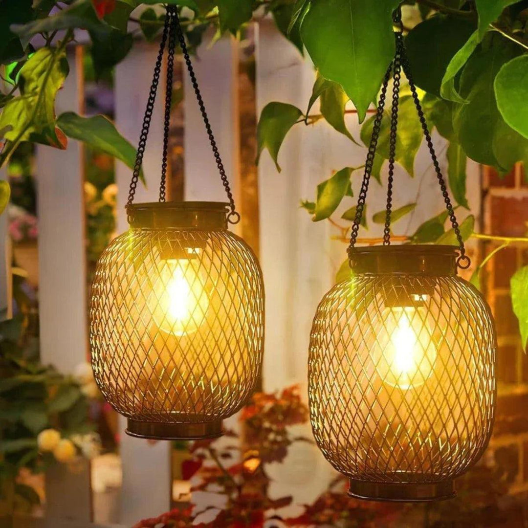 Solar Garden Lantern Light With Automatic Dusk Sensor For Outdoor Patio