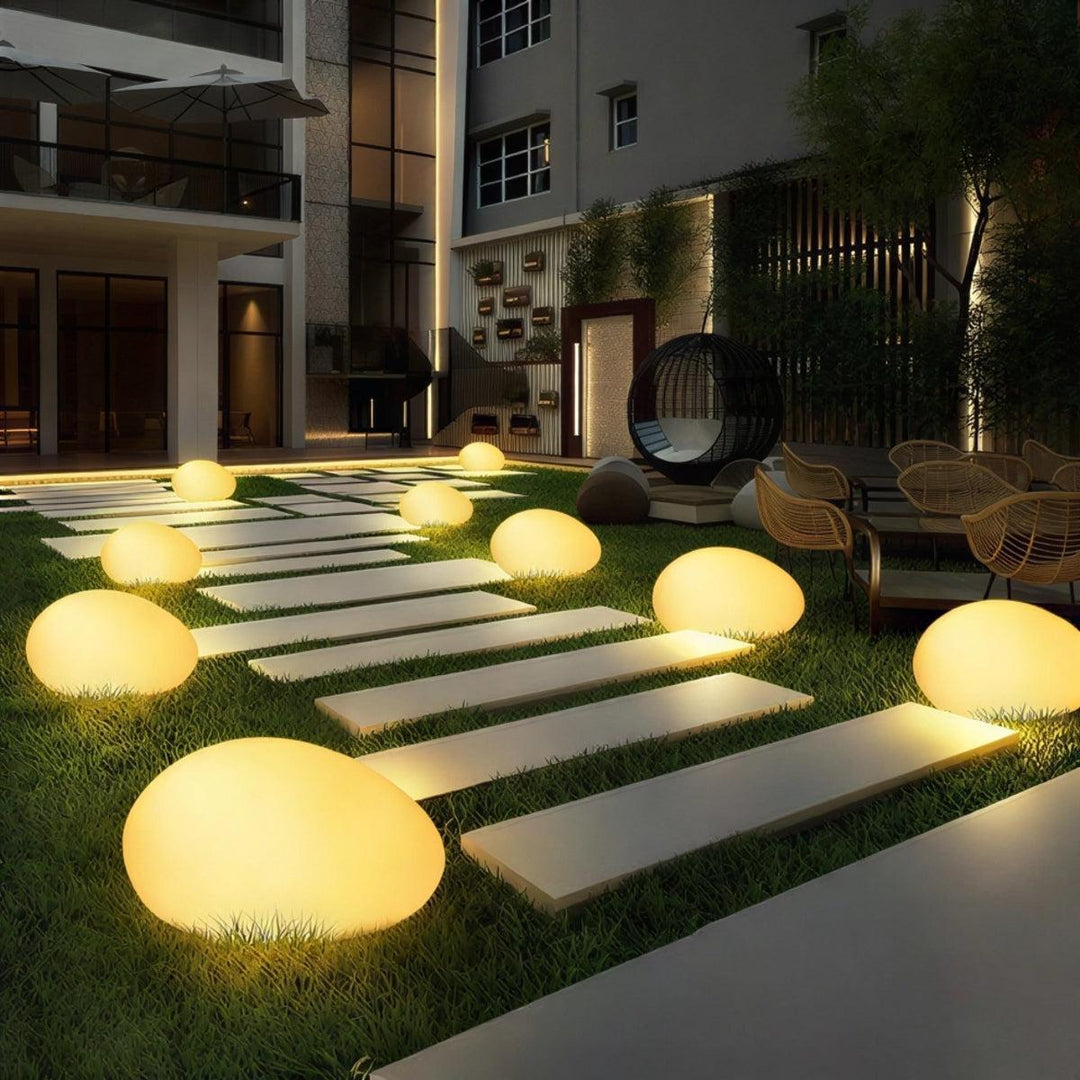 Solar Garden Lights With Natural Stone Style For Outdoor Pathway Illumination