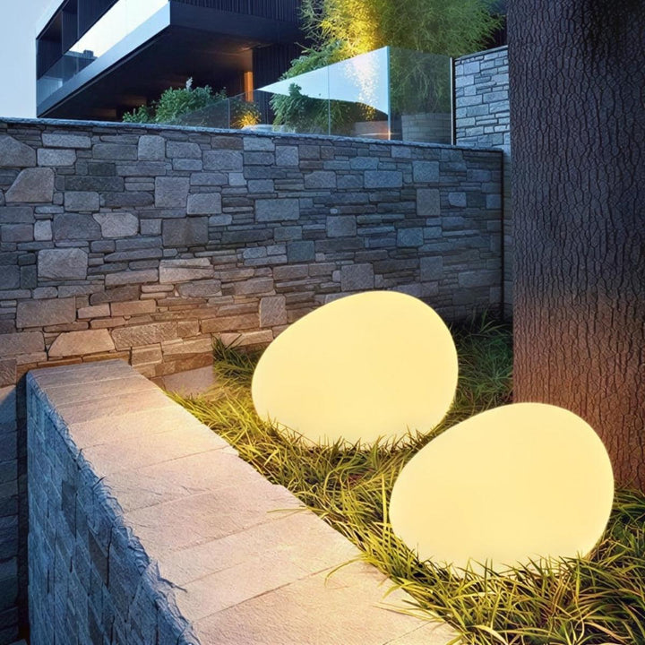 Solar Garden Lights With Natural Stone Style For Outdoor Pathway Illumination
