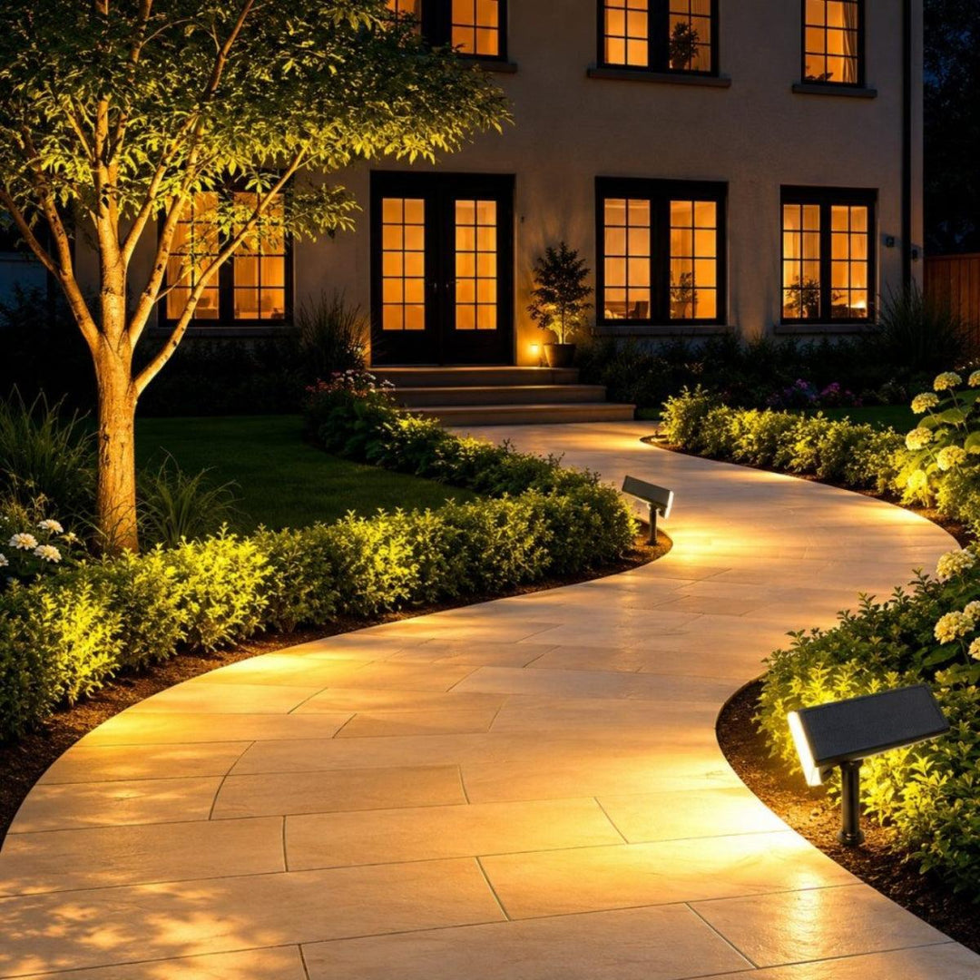 Solar Wall Or Ground Mounted Outdoor Spotlights With Adjustable Head