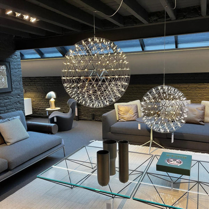 Sphere Pendant Light With Geodesic Starry Sky Statement Lighting