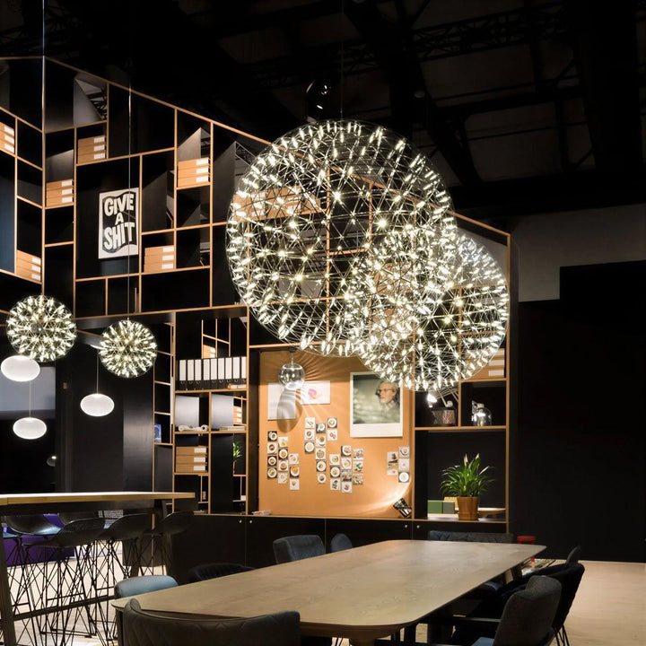 Sphere Pendant Light With Geodesic Starry Sky Statement Lighting
