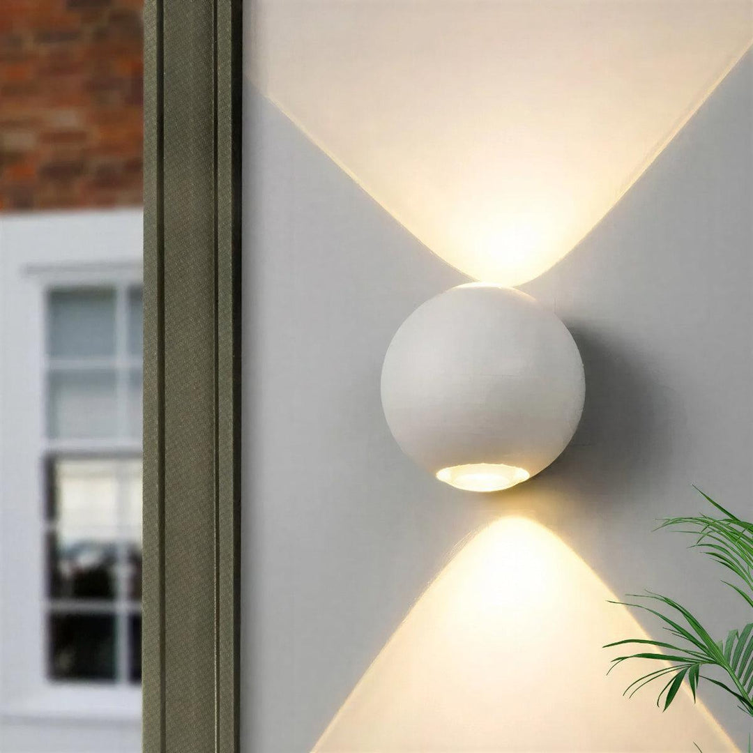Spherical Exterior Outdoor Wall Light With Multi Beam And Geometric Pattern