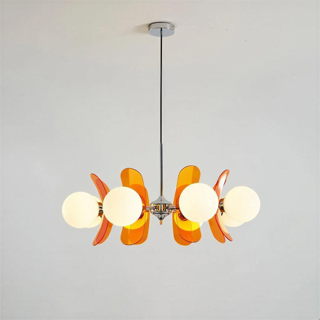 Sputnik Hanging Chandelier Light Fixture With Glass Shades
