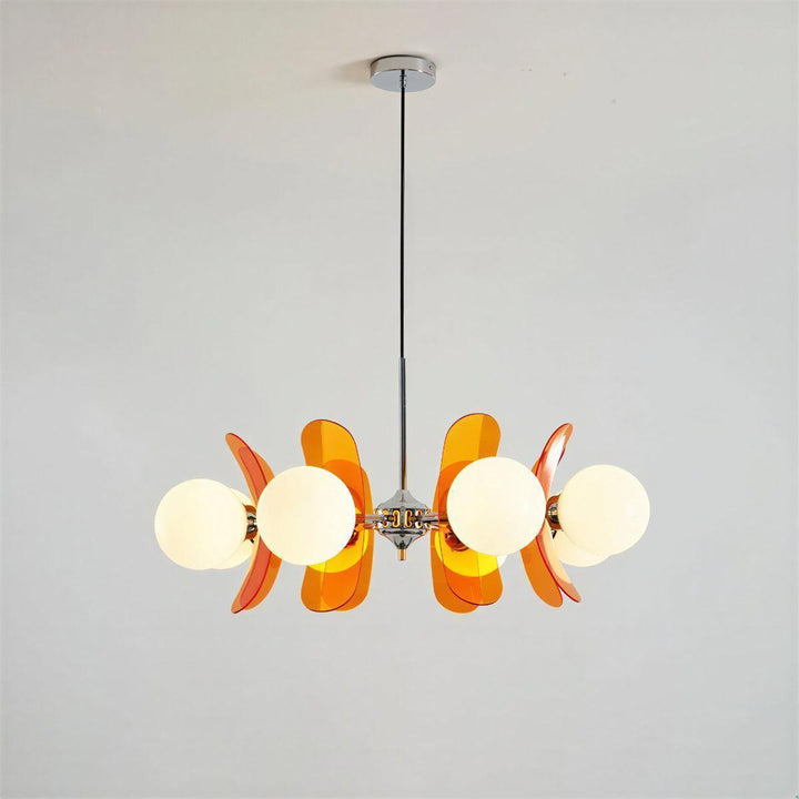 Sputnik Hanging Chandelier Light Fixture With Glass Shades