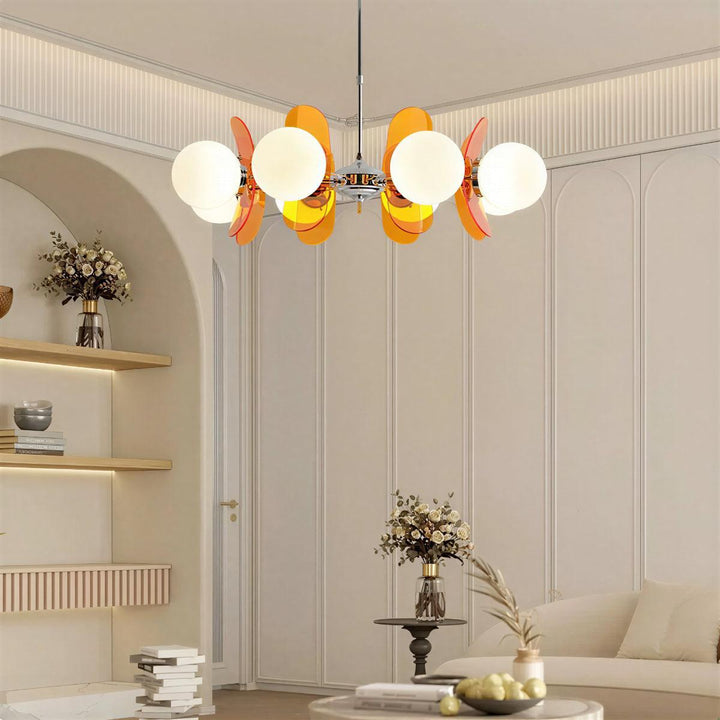 Sputnik Hanging Chandelier Light Fixture With Glass Shades