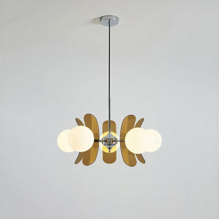 Sputnik Hanging Chandelier Light Fixture With Glass Shades
