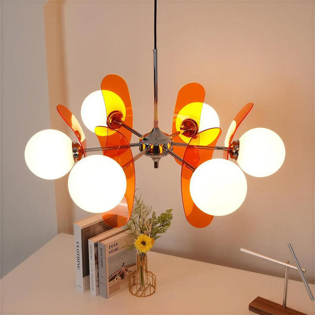 Sputnik Hanging Chandelier Light Fixture With Glass Shades