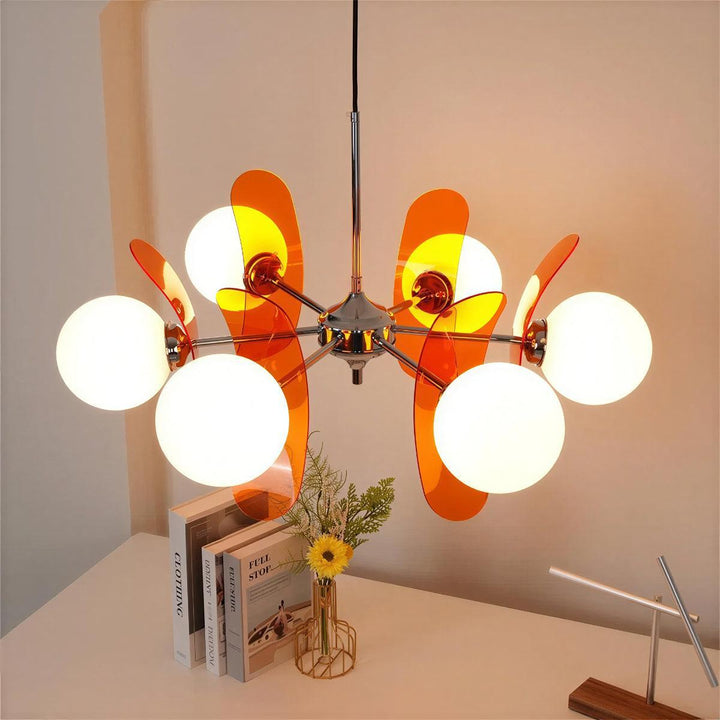 Sputnik Hanging Chandelier Light Fixture With Glass Shades