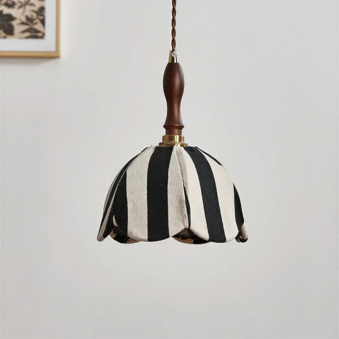 Striped Kitchen Pendant Light With Vintage Art Deco Tulip Style