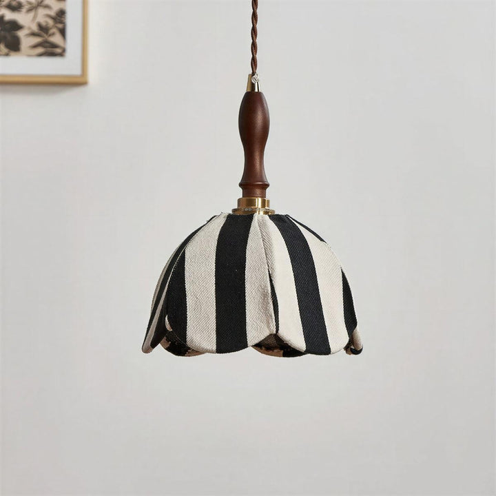 Striped Kitchen Pendant Light With Vintage Art Deco Tulip Style
