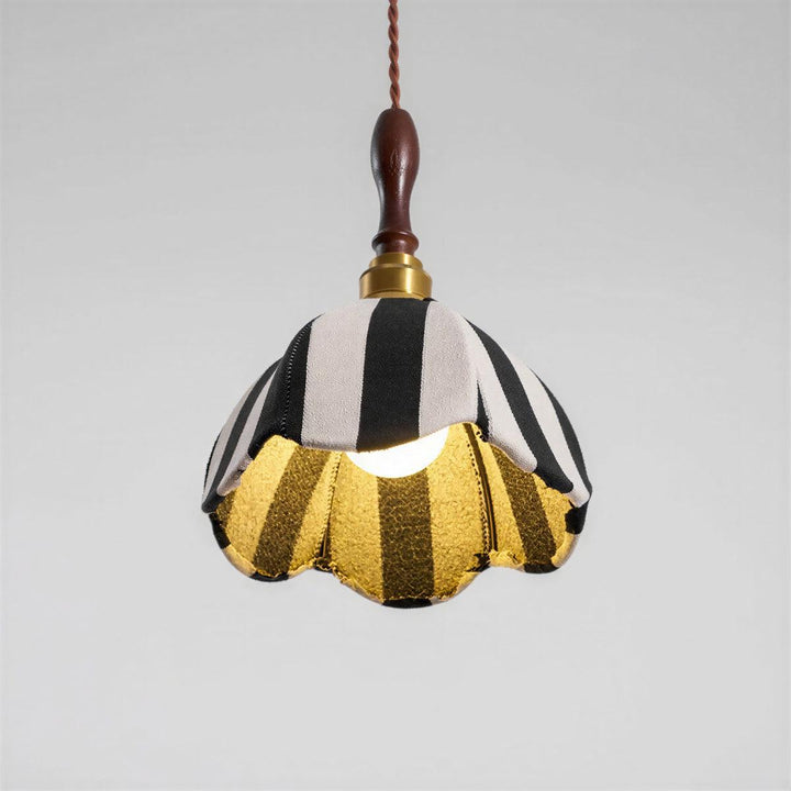 Striped Kitchen Pendant Light With Vintage Art Deco Tulip Style