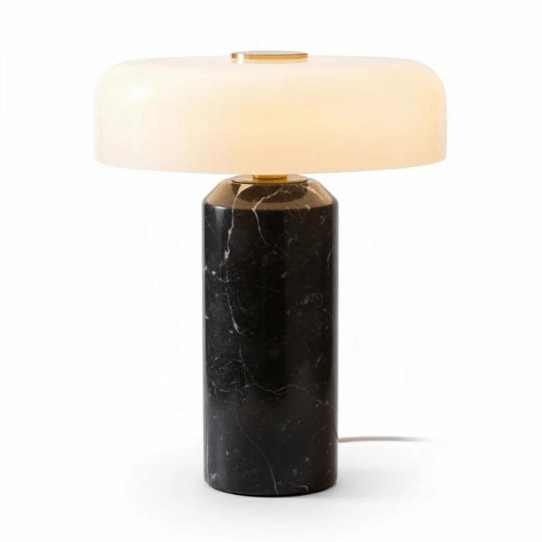 Table Lamp With Marble Base And Opal Styled Shade