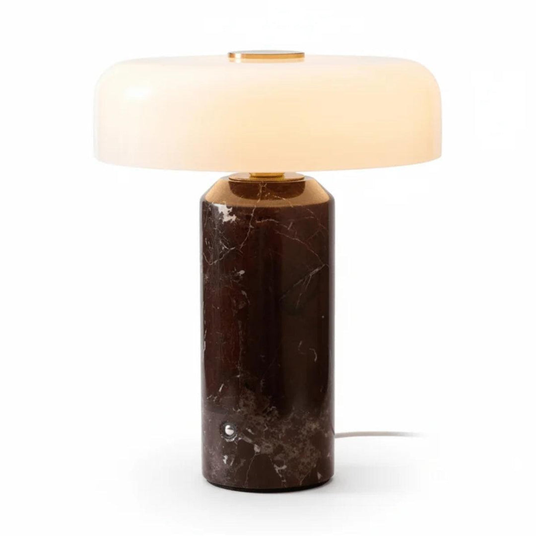 Table Lamp With Marble Base And Opal Styled Shade