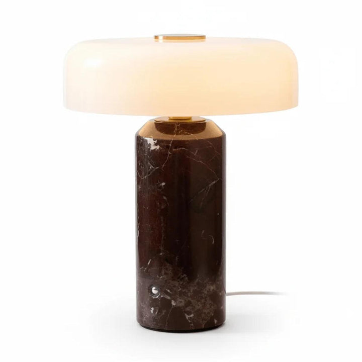 Table Lamp With Marble Base And Opal Styled Shade
