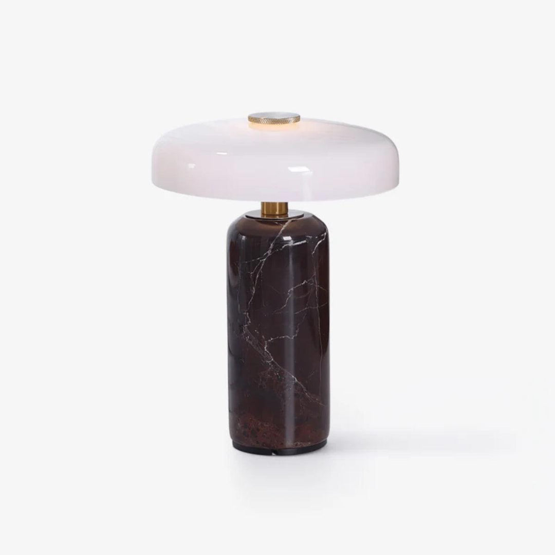 Table Lamp With Marble Base And Opal Styled Shade