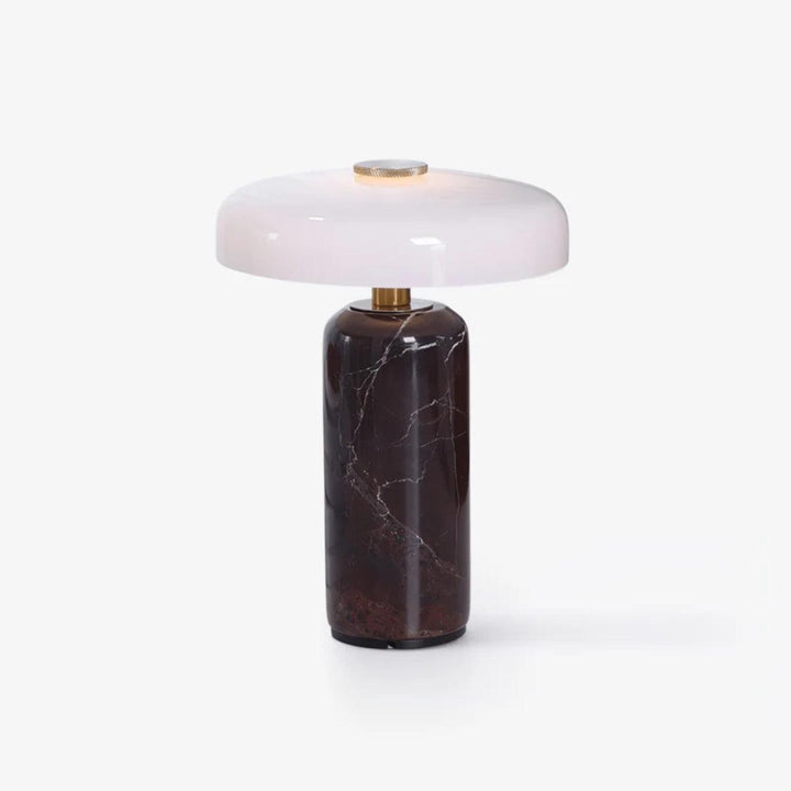 Table Lamp With Marble Base And Opal Styled Shade