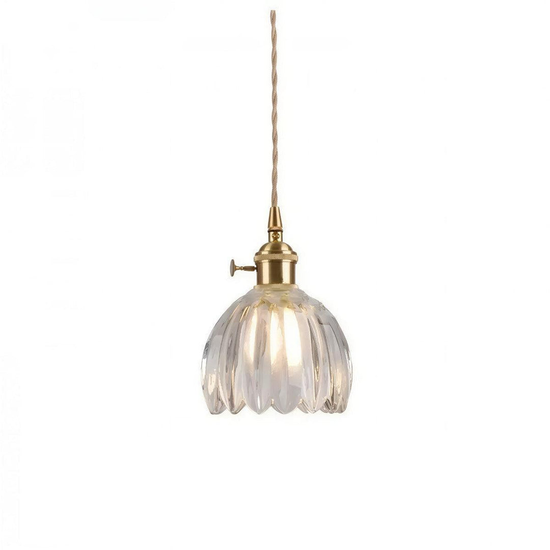 Traditional Pendant Light With Flower Shaped Glass Shade