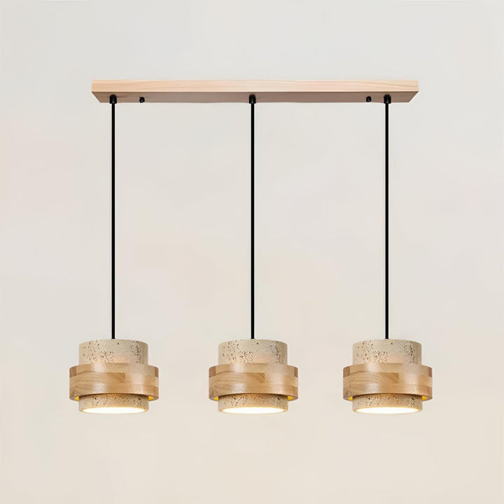 Travertine Pendant Light With Cylindrical Design