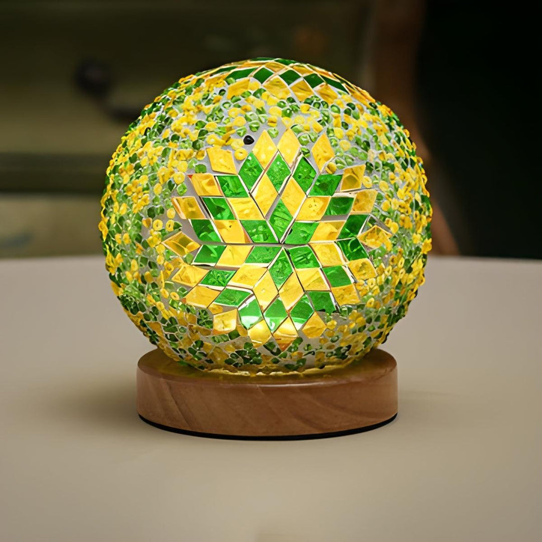 Turkish Style Bohemian Mosaic Bedside Table Lamp With Patterned Projections