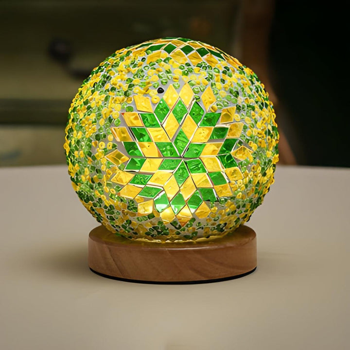 Turkish Style Bohemian Mosaic Bedside Table Lamp With Patterned Projections